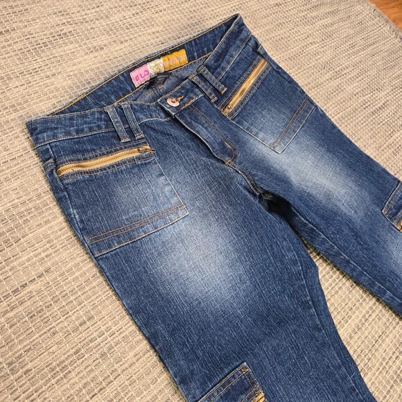 VTG Y2K Old Skool Cargo Jeans Womens 9 10 Blue Denim Boot Cut Low Rise Skater - Picture 8 of 12